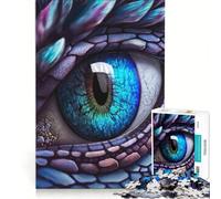 Rompecabezas de 1000 Piezas para Adolescentes, diseño de dragón Azul fantástico con Ojo, Juego práctico, desafío difícil, colección de Artistas, Bellas Artes 38x52cm