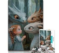 Rompecabezas de 1000 Piezas para Adolescentes, diseño de dragón de fantasía, Juguetes de Entretenimiento Familiar con póster y Hoja de Trivia a Juego (tamaño 38x26cm)