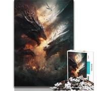 Rompecabezas de 1000 Piezas para Adolescentes, diseño de dragón de Hielo y Fuego, Ideal para aliviar el estrés, Ideal para decoración del hogar, 38x26cm