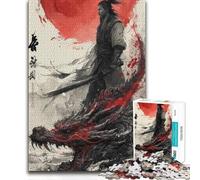 Rompecabezas de 1000 Piezas para Adolescentes, diseño de dragón Guerrero japonés, Juegos Familiares, decoración del hogar, Regalos de Amigo Secreto (38x26cm)
