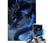 Rompecabezas de 1000 piezas para adolescentes diseño de dragón relámpago azul Juguetes adictivos para cultivar la paciencia Juego práctico para aliviar el estrés Regalo ideal para cumpleaños (38x52cm)