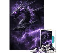 Rompecabezas de 1000 Piezas para Adolescentes diseño de dragón relámpago Morado Divertido Juego Educativo Juguete de desafío Regalo para cumpleaños antiestrés (tamaño 50x75cm)