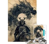 Rompecabezas de 1000 Piezas para Adolescentes diseño de dragón samurái japonés Ideal para Adultos Juguetes de Bricolaje Juego de análisis y lógica Que desafía los límites (50x75cm)