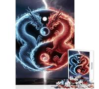 Rompecabezas de 1000 Piezas para Adolescentes diseño de dragón Yin Yang Juguete Educativo Regalo para Mujeres y Hombres Juego Imposible Cada Pieza es única Tamaño 50x75cm