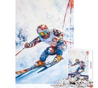 Rompecabezas de 1000 Piezas para Adolescentes diseño de Esquiador Alpino Juguete para Pintar decoración de Pared Regalo de cumpleaños Juegos relajantes Mejora el Amor en Pareja tamaño 38x26cm