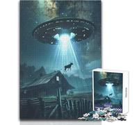 Rompecabezas de 1000 Piezas para Adolescentes, diseño de Extraterrestre, ovni, Vaca, secuestro, diversión Familiar y Noche de Juegos, tamaño 50x75cm