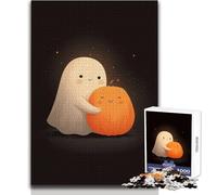 Rompecabezas de 1000 Piezas para Adolescentes, diseño de Fantasma Abrazando una Calabaza, Juego difícil, Obra de Arte, Regalo, tamaño 50x75cm