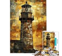 Rompecabezas de 1000 Piezas para Adolescentes diseño de Faro en Mosaico difícil y desafiante Ideal para decoración del hogar y como Juguete antiestrés Apto para Mayores de 14 años 38x52cm