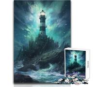 Rompecabezas de 1000 Piezas para Adolescentes, diseño de Faro en una Costa rocosa, cumpleaños, Obra de Arte, tamaño 38x26cm