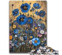 Rompecabezas de 1000 Piezas para Adolescentes, diseño de Flor de Amapola Azul, Ideal para Pasar el rato en casa, con póster y Hoja de Trivia a Juego, 26x38cm