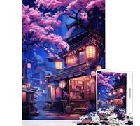 Rompecabezas de 1000 Piezas para Adolescentes diseño de Flor de Cerezo Arte japonés Juegos Familiares para divertirse en Familia Juguetes antiestrés Que mejoran el Amor Entre Parejas (50x75cm)