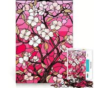 Rompecabezas de 1000 Piezas para Adolescentes,diseño de Flor de Cerezo,Cristal de Primera Calidad,Juego Divertido y fácil de Usar,decoración navideña (38x52cm)