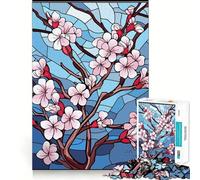 Rompecabezas de 1000 Piezas para Adolescentes,diseño de Flor de Cerezo,de Cristal,con uniones Finas,Divertido y Estimulante Juego Ideal para ejercitar la Mente cumpleaños 50x75cm