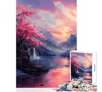 Rompecabezas de 1000 Piezas para Adolescentes diseño de Flor de Cerezo Japonesa Juguetes antiestrés Regalo de Amigo Secreto Juego de ingenio Lista de Deseos con Papá Noel tamaño 38x52cm