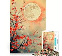 Rompecabezas de 1000 Piezas para Adolescentes,diseño de Flor de Cerezo y Luna,Estilo japonés,con Corte Limpio,Ideal para Jugar,divertirse o como Regalo de cumpleaños (38x26cm)