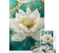 Rompecabezas de 1000 Piezas para Adolescentes diseño de Flor de Loto Blanca Kintsug Ideal para Decorar el hogar Regalo Ideal Juego práctico colección de Artistas Bellas Artes tamaño 38x26cm