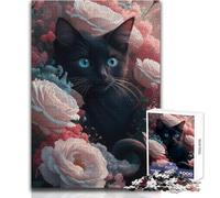 Rompecabezas de 1000 Piezas para Adolescentes, diseño de Flor Felina mística, Juego de Hermoso diseño, Regalo de cumpleaños, Obra de Arte, tamaño 50x75cm