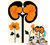 Rompecabezas de 1000 Piezas para Adolescentes diseño de Flor Naranja y riñón desafío de Inteligencia Cerebral Juguetes adictivos Juegos Familiares una Obra de Arte Ideas para Regalos (tamaño 75x50cm)