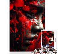 Rompecabezas de 1000 Piezas para Adolescentes diseño de Flores y Sangre roja Ideal para Hacer tú Mismo Mujeres y Hombres Ideal para fomentar el Amor en Pareja tamaño 38x52cm