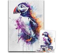 Rompecabezas de 1000 Piezas para Adolescentes, diseño de frailecillo atlántico, Acuarela, Acogedor, Relajante, para Interiores, Juguete de Corte de precisión avanzado, tamaño 50x75cm