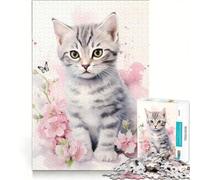 Rompecabezas de 1000 Piezas para Adolescentes diseño de Gatito en Acuarela Ideal para Relajarse y aliviar el estrés con Papá Noel 50x75cm