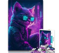 Rompecabezas de 1000 Piezas para Adolescentes diseño de Gatito Punk Ideal para Adultos y Adolescentes Juguetes educativos y Juegos Familiares Que fomentan el Amor en Pareja (50x75cm)