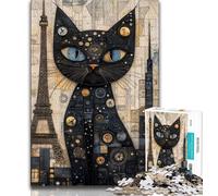Rompecabezas de 1000 Piezas para Adolescentes, diseño de Gato Abstracto, Juegos educativos clásicos, con póster a Juego y Hoja de Trivia para niños a Partir de 14 años, 38x26cm