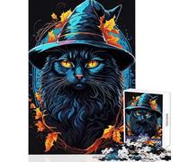 Rompecabezas de 1000 Piezas para Adolescentes diseño de Gato Bruja Ideal para Decorar el hogar Juegos educativos Mejora el Amor Entre Parejas tamaño 38x26cm