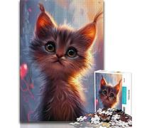 Rompecabezas de 1000 Piezas para Adolescentes diseño de Gato de fantasía con póster y Hoja de Trivia a Juego para Mayores de 14 años 75x50cm