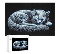 Rompecabezas de 1000 piezas para adolescentes, diseño de gato de neón brillante, decoración de pared, difícil, duro, único, regalo de cumpleaños y Navidad, 1000 piezas