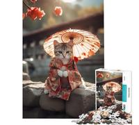 Rompecabezas de 1000 Piezas para Adolescentes diseño de Gato de tradición Japonesa desafío de Inteligencia Cerebral Juguetes adictivos Juegos educativos Mejora de la Memoria Regalo de cumpleaños