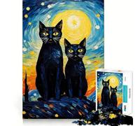 Rompecabezas de 1000 Piezas para Adolescentes,diseño de Gato de Van Gogh,Ideal para divertirse y ejercitar la Mente Juego día de cumpleaños (50x75cm)