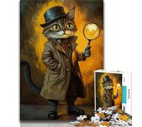 Rompecabezas de 1000 Piezas para Adolescentes, diseño de Gato Detective, Juguetes educativos, colección de Artistas antiestrés, Bellas Artes, 50x75cm