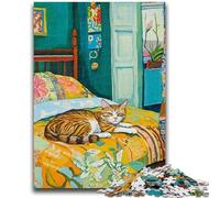Rompecabezas de 1000 Piezas para Adolescentes, diseño de Gato durmiendo, Toda la Familia a Partir de los 14 años, 26x38cm