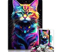 Rompecabezas de 1000 Piezas para Adolescentes, diseño de Gato Grafiti Colorido para Adultos, 1000 Piezas, Divertido para el hogar, Juguetes para días lluviosos, Regalos de cumpleaños, 50x75cm