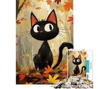 Rompecabezas de 1000 Piezas para Adolescentes diseño de Gato otoñal Rompecabezas artísticos para Adultos Juguetes de Bricolaje Regalos de cumpleaños para Amigos y Familiares (tamaño 38x52cm)