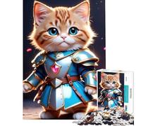 Rompecabezas de 1000 Piezas para Adolescentes diseño de Gato samurái Juguetes educativos Juegos de ingenio Ideal para Parejas Regalo Divertido (tamaño 38x26cm)