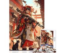 Rompecabezas de 1000 Piezas para Adolescentes diseño de Geisha Felina guardiana Juguete antiestrés Regalo Divertido Juego Educativo para Entrenar el Cerebro y Las Manos (tamaño 38x52cm)
