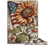 Rompecabezas de 1000 Piezas para Adolescentes, diseño de Girasol Americano, Ideal para aliviar el estrés, un desafío difícil, un Regalo de Amigo Secreto (26x38cm)