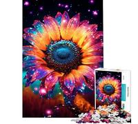 Rompecabezas de 1000 Piezas para Adolescentes diseño de Girasol cósmico Dorado neón Ideal para Adultos Juegos relajantes Regalos para Mujeres cumpleaños y Navidad (tamaño 38x26cm)
