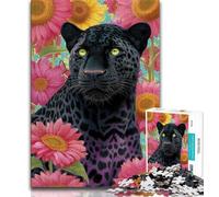 Rompecabezas de 1000 Piezas para Adolescentes diseño de Girasol y Pantera Negra Juegos educativos decoración del hogar colección de Artistas Bellas Artes (26x38cm)