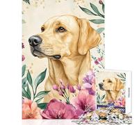 Rompecabezas de 1000 Piezas para Adolescentes diseño de Golden Retriever con Flores Ideal para Decorar el hogar Regalos de cumpleaños Juegos relajantes retos educativos (tamaño 38x26cm)