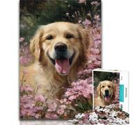 Rompecabezas de 1000 Piezas para Adolescentes, diseño de Golden Retriever, Pintura al óleo, Juego Familiar, antiestrés, desafío difícil, Regalo de Amigo Secreto, 50x75cm
