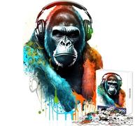 Rompecabezas de 1000 Piezas para Adolescentes diseño de Gorila música Pintura Juguete decoración de Pared Regalo de cumpleaños Juego práctico Interesante reducción del estrés tamaño 38x52cm