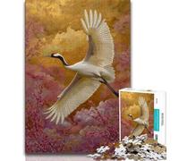 Rompecabezas de 1000 Piezas para Adolescentes, diseño de grulla de Corona roja de Estilo Chino,Ideal para la interacción Entre Padres e Hijos y la reducción del estrés (38x26cm)