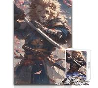 Rompecabezas de 1000 Piezas para Adolescentes, diseño de Guerrero samurái león, pasatiempo Tranquilo y satisfactorio, Juguete de Corte de precisión Entrelazado, tamaño 38x52cm