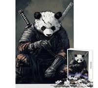 Rompecabezas de 1000 Piezas para Adolescentes diseño de Guerrero samurái Panda Ideal para Decorar el hogar Regalos Juego de ingenio con póster y Hoja de Trivia a Juego (38x52cm)