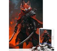 Rompecabezas de 1000 Piezas para Adolescentes diseño de Guerrero Zorro con Espadas Juguete para decoración de Pared Regalo de cumpleaños Juego Educativo Actividades Divertidas en casa tamaño 38x26cm