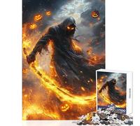 Rompecabezas de 1000 Piezas para Adolescentes diseño de Halloween guadaña llameante Ideal para Juegos Juegos de relajación Juegos difíciles y desafiantes (tamaño 38x52cm)