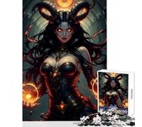 Rompecabezas de 1000 Piezas para Adolescentes diseño de Hechicera Oscura con Magia de Fuego cumpleaños o Navidad 38x26cm